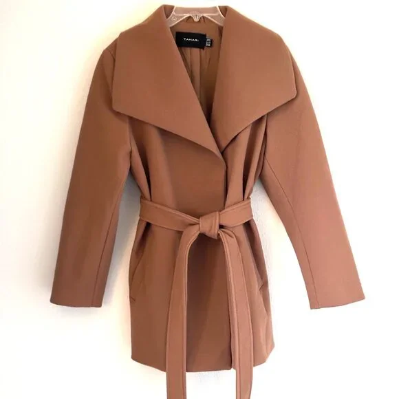 Tahari Camel Belted Wrap Coat - Picture 2 of 3